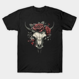 Bull skull and flowers T-Shirt